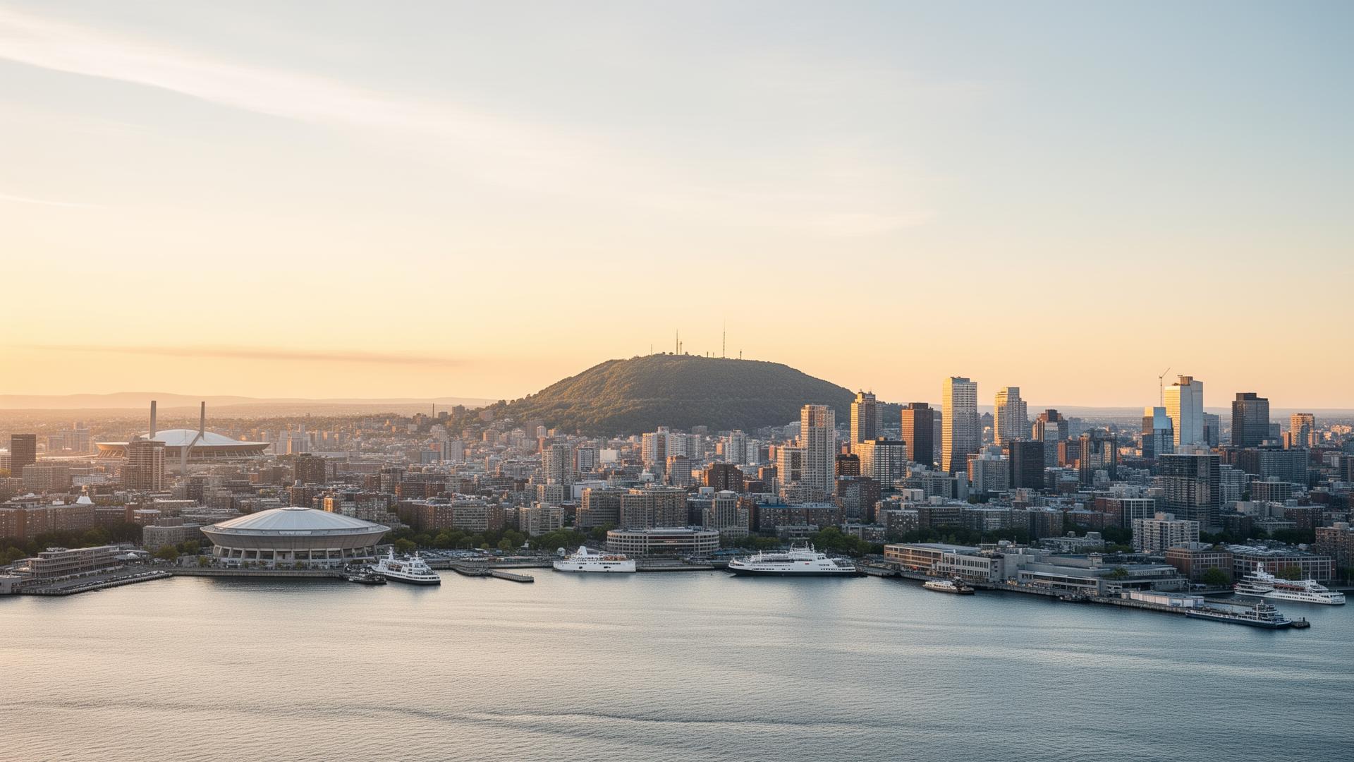 Montreal skyline at golden hour